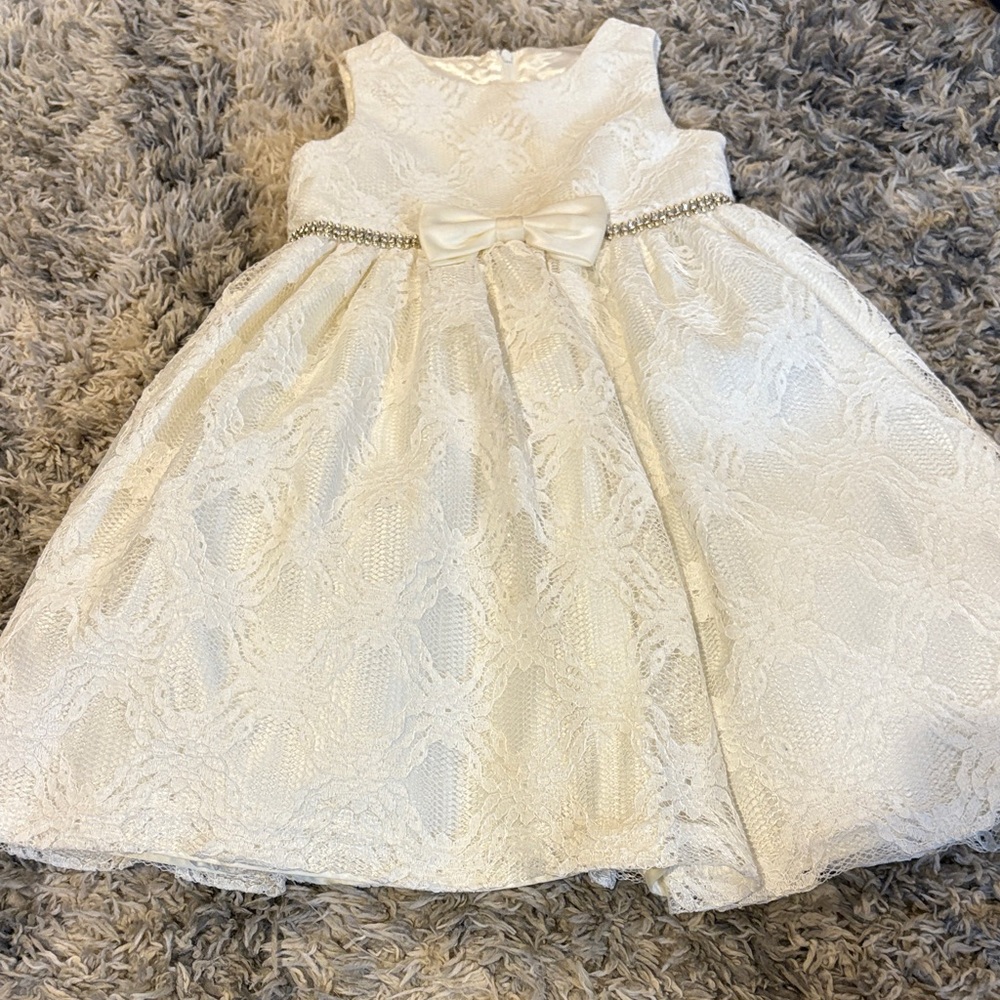 American Princess Cream Lace Kids Dress with Bow